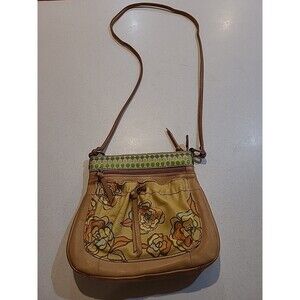 Fossil Leather Crossbody Purse #SL2084 Floral Outside Pocket